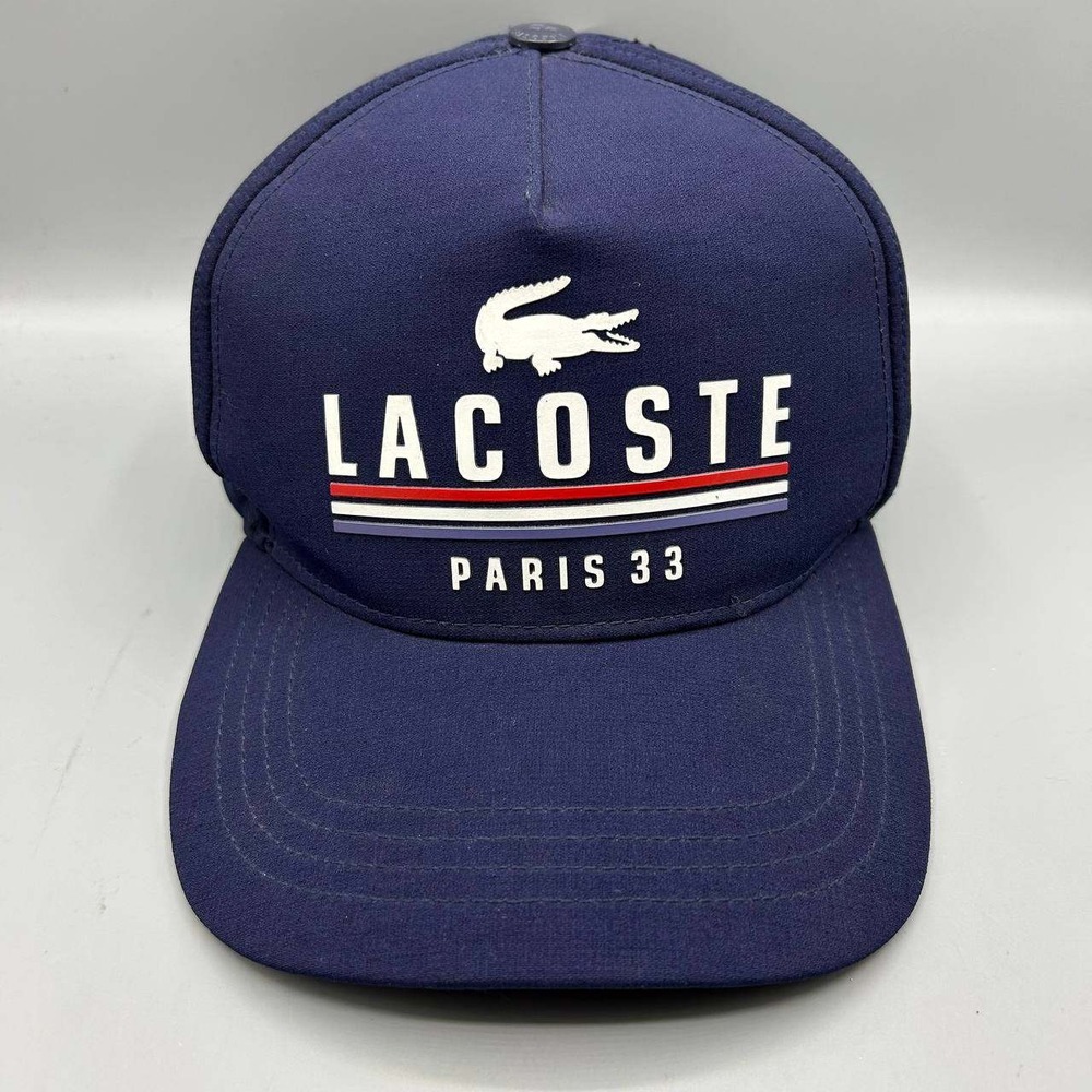 Lacoste Sports Paris 33 Hat Men Blue Embroidered Snap Back Cap